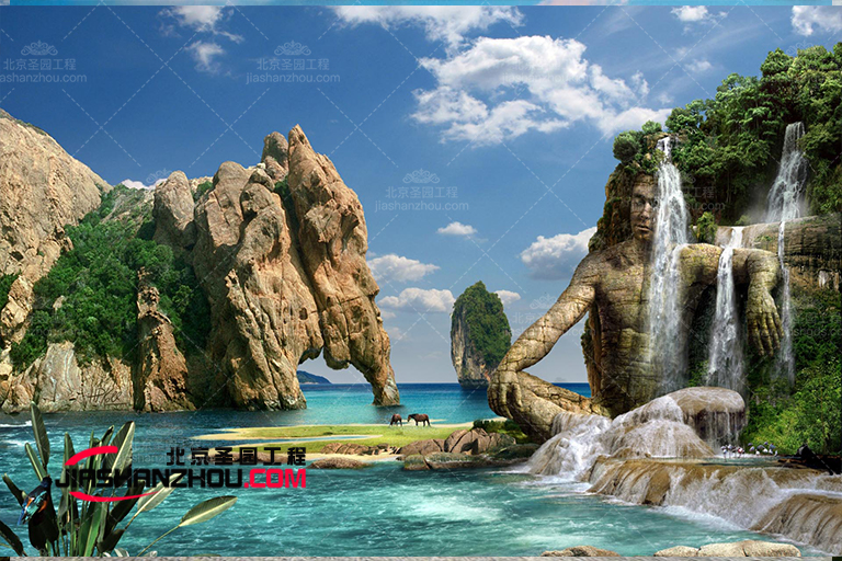 天津環保安全型水泥假山實現人與自然的和諧共鳴