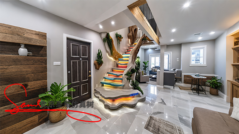 西安水泥仿木樓梯制作 別墅景區設計中的多贏之道