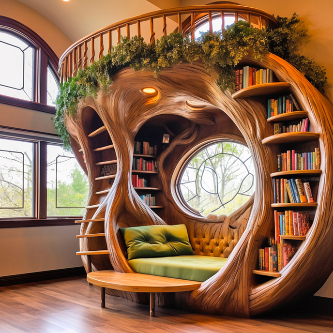 水泥仿木書(shū)架