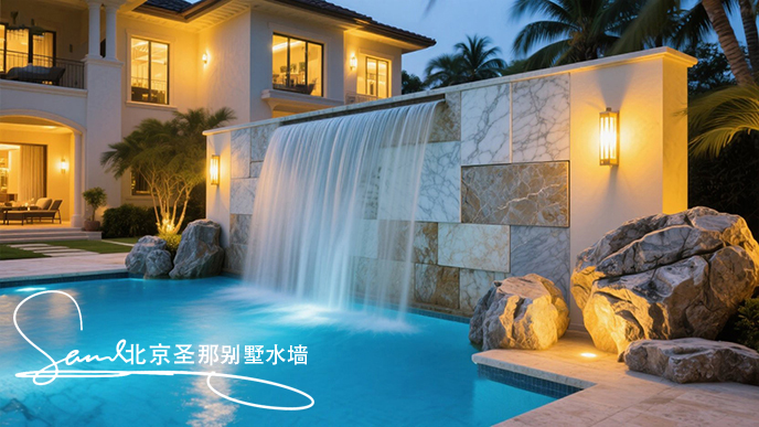 1761112654741827.jpeg jimeng-2025-06-20-7537-這是一別墅處戶外大理石制作的平板水墻景觀。水墻由多種平面石板組成漂亮的效果。水從....jpeg